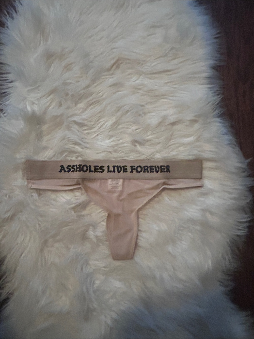 Assholes Live Forever thong  tan snake sz Large NWOT ALF Linda